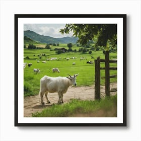 Goats In A Field Art Print