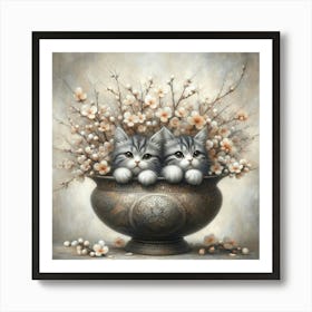 Kittens In A Vase Art Print