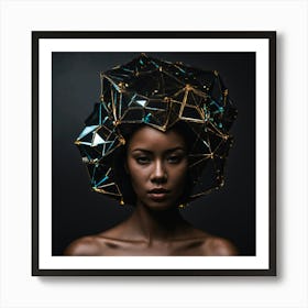 Black Woman With Geometric Headpiece 1 Art Print