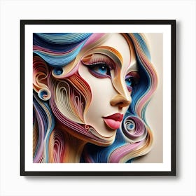 Paper Portrait Of A Woman Art Print