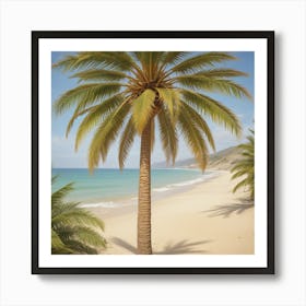 Palm Tree On The Beach Poster