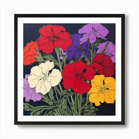 Phlox Pop Art Illustration Square Art Print