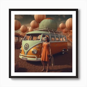 Vw Bus And Balloons 1 Art Print