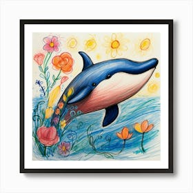 Dolphin In The Water 1 Art Print