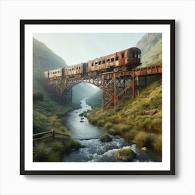 Train Crossing A Stream Art Print