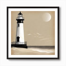 Lighthouse On The Beach Art Print