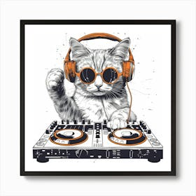 Dj Cat 6 Art Print