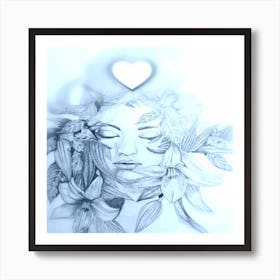 Flower And A Heart Art Print