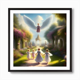 Angels In The Garden 2 Art Print