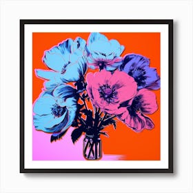 Andy Warhol Style Pop Art Flowers Florals 8 Square Art Print