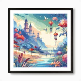 Chinese Landscape Painting 22 Art Print