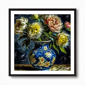 Peonies In A Vase Art Print