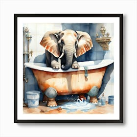 Elephant In Bathtub 8 Art Print