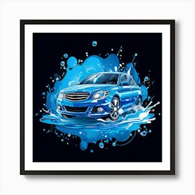 Logo Vector Car Wash Clean Soap Bubbles Water Splash Detailing Automotive Foam Service (15) Art Print