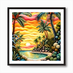 Sunset At The Beach Art Print