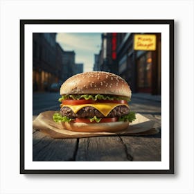 Burger In The City Art Print