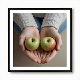 Two Apples In Hands Art Print