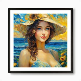 Woman In A Hatty Art Print