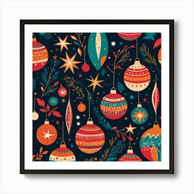 Christmas Ornaments Seamless Pattern 2 Art Print