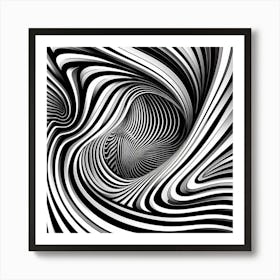 Black and white optical illusion 9 Art Print