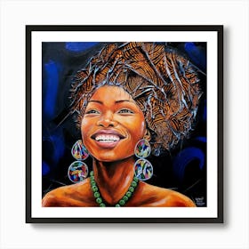 Smiling Beauty, African woman art Art Print