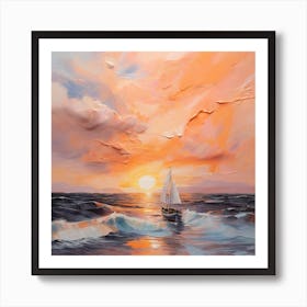 Sailboat At Sunset Art Print