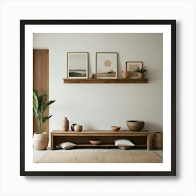 Room With A Wooden Bench Art Print