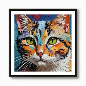 Colorful Cat Painting Art Print