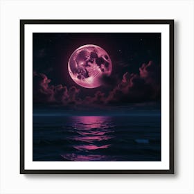 Full Moon Over The Ocean Art Print