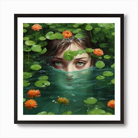 Water Lily Girl Art Print