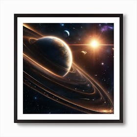 Saturn In Space Art Print