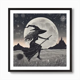 Moonlit flight Art Print
