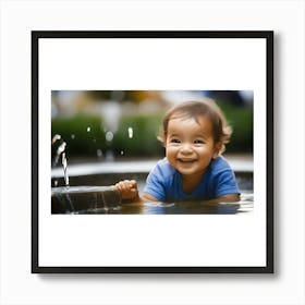 Baby In A Fountain Art Print