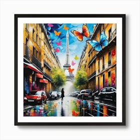 Paris With Butterflies 32 Art Print