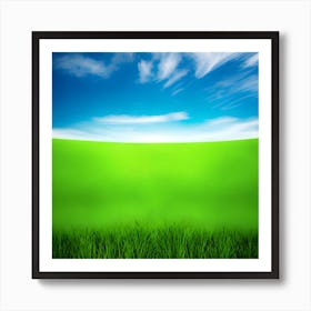 Green Grass A Blue Sky And A Background Of Calm Colors Suitable As A Wall Painting With Beautifu (1) (1) Art Print