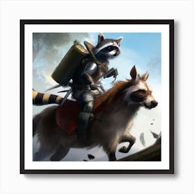 Knight Raccoon Art Print