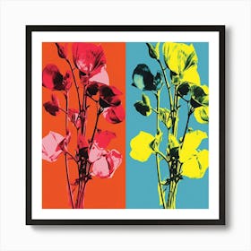 Andy Warhol Style Pop Art Flowers Sweet Pea 3 Square Art Print