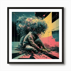 Digital Dreamscape: Fragmented Reality Art Print