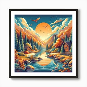 Autumn Landscape Painting 10 Art Print