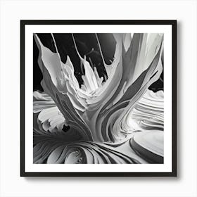 Black And White Abstract Splash Art Print