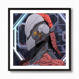 Bird In A Helmet Art Print