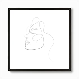 Portrait Of A Woman Continuous line drawing of a woman, Scandinavian wall art, fine art print. 1 Art Print