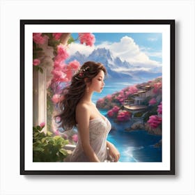 Girl In A White Dress Art Print