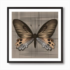 Mechanical Butterfly The Atrophaneura Horishana On A Beige Background Art Print
