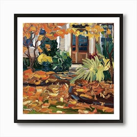 Autumn Leaves In Front Of The House Art Print