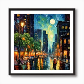 Night In New York City Art Print