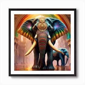 Elephants And Rainbows Art Print