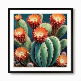 Cactus Painting Maximalist Still Life Woolly Torch Cactus art print Art Print