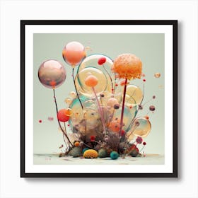 Balloons And Flowers Art Print