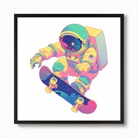 Astronaut Skateboarding 4 Art Print